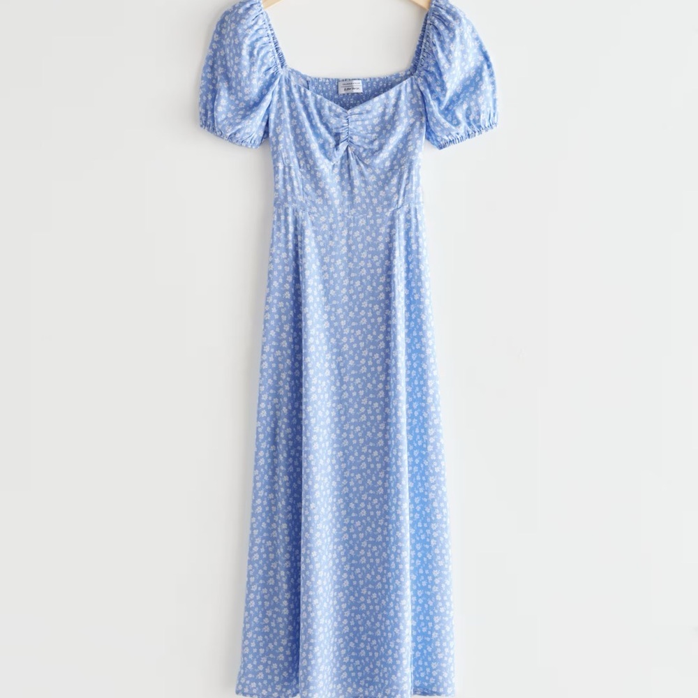 & Other Stories Flowy Puff sleeve midi dress